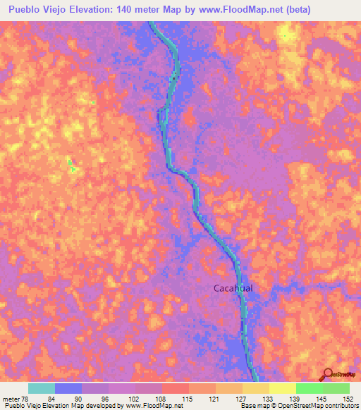 Pueblo Viejo,Colombia Elevation Map