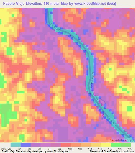 Pueblo Viejo,Colombia Elevation Map