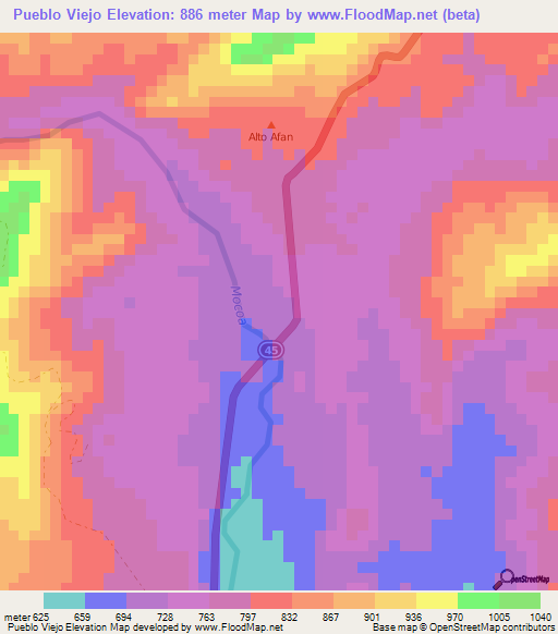 Pueblo Viejo,Colombia Elevation Map