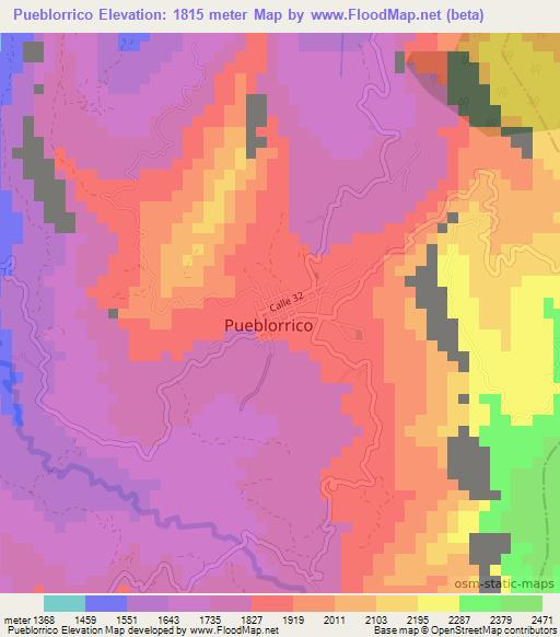 Pueblorrico,Colombia Elevation Map