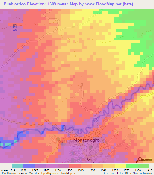 Pueblorrico,Colombia Elevation Map