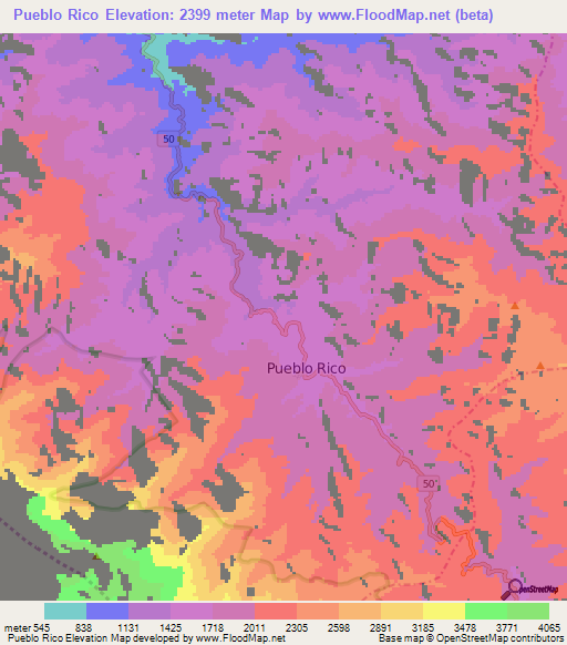 Pueblo Rico,Colombia Elevation Map