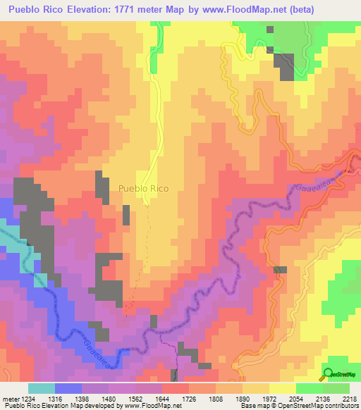 Pueblo Rico,Colombia Elevation Map