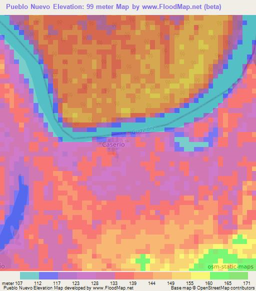 Pueblo Nuevo,Colombia Elevation Map