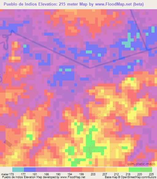 Pueblo de Indios,Colombia Elevation Map