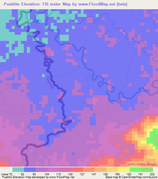 Pueblito,Colombia Elevation Map