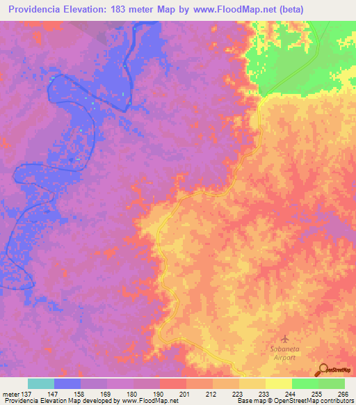 Providencia,Colombia Elevation Map