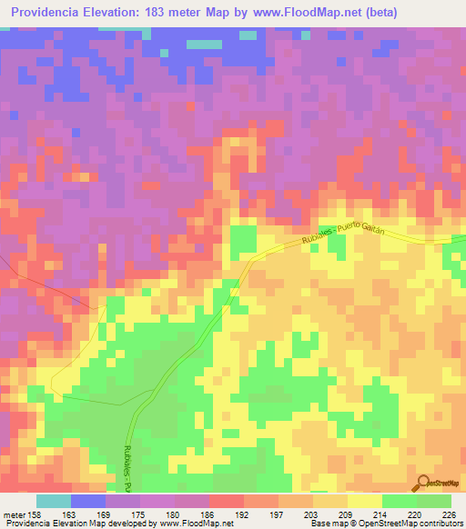 Providencia,Colombia Elevation Map