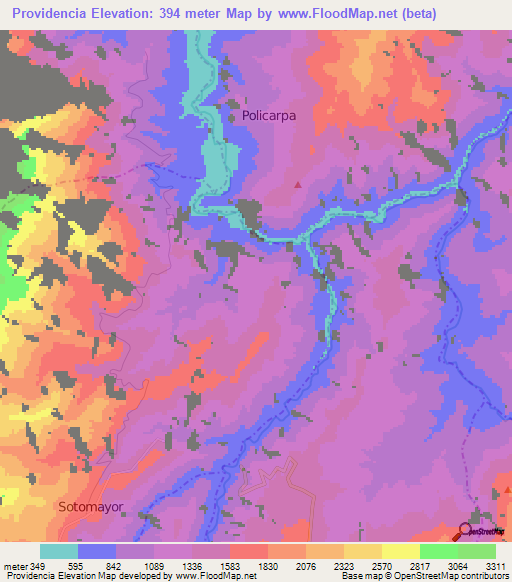 Providencia,Colombia Elevation Map