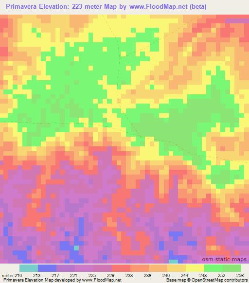 Primavera,Colombia Elevation Map