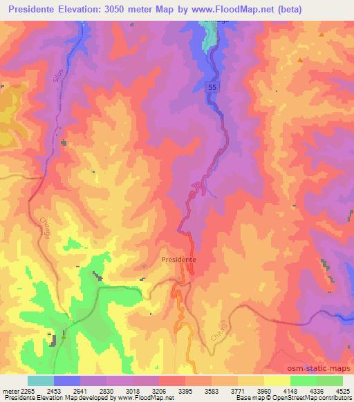 Presidente,Colombia Elevation Map