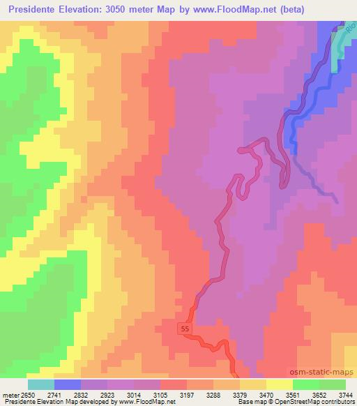 Presidente,Colombia Elevation Map