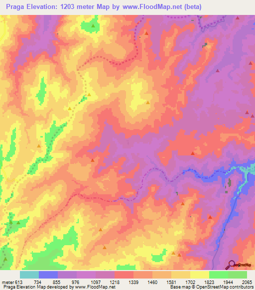 Praga,Colombia Elevation Map