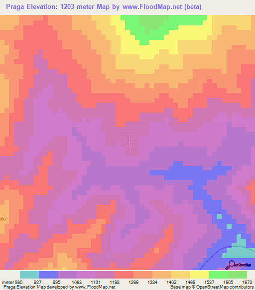 Praga,Colombia Elevation Map