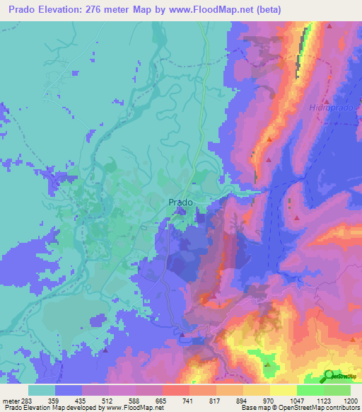 Prado,Colombia Elevation Map