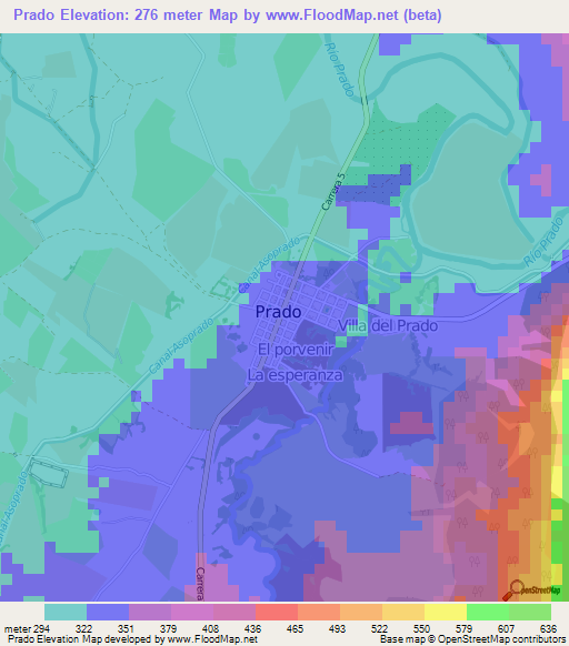 Prado,Colombia Elevation Map