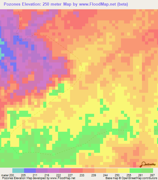 Pozones,Colombia Elevation Map