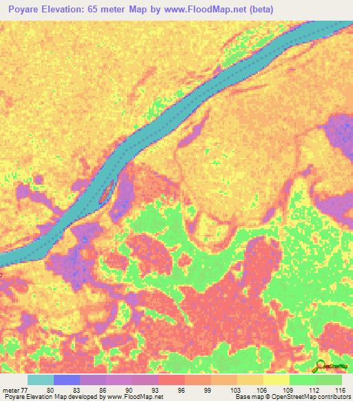 Poyare,Colombia Elevation Map