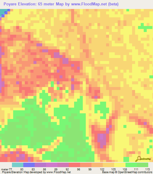 Poyare,Colombia Elevation Map