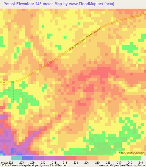 Potosi,Colombia Elevation Map