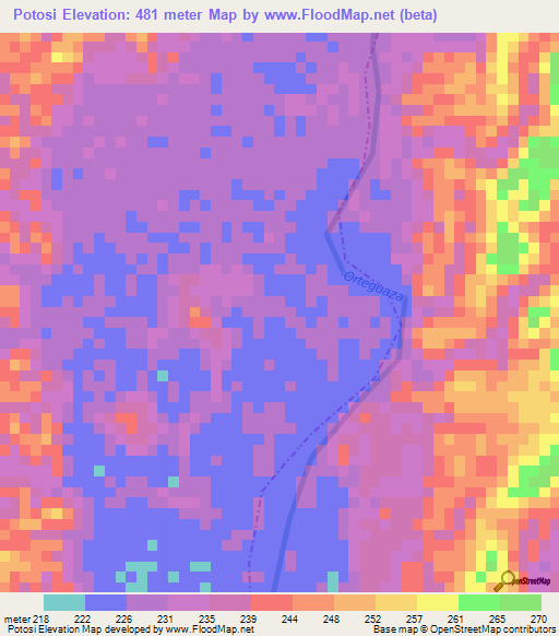 Potosi,Colombia Elevation Map