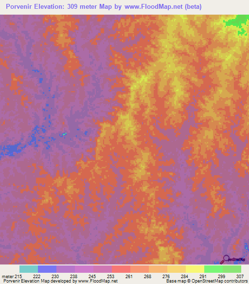 Porvenir,Colombia Elevation Map