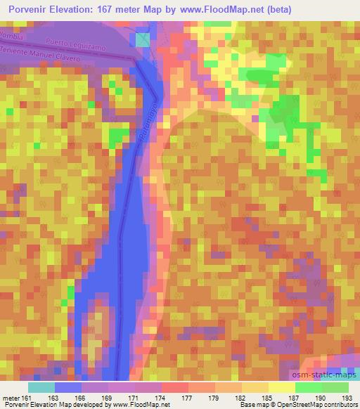 Porvenir,Colombia Elevation Map