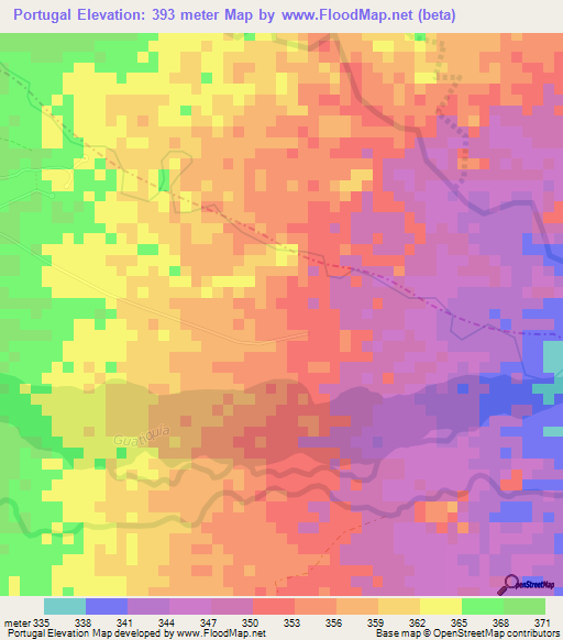 Portugal,Colombia Elevation Map