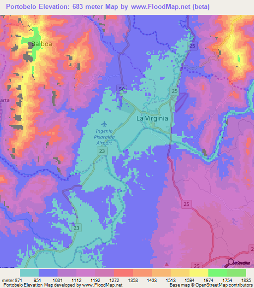 Portobelo,Colombia Elevation Map