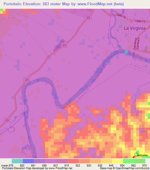 Portobelo,Colombia Elevation Map