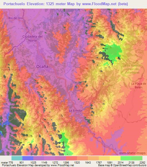 Portachuelo,Colombia Elevation Map