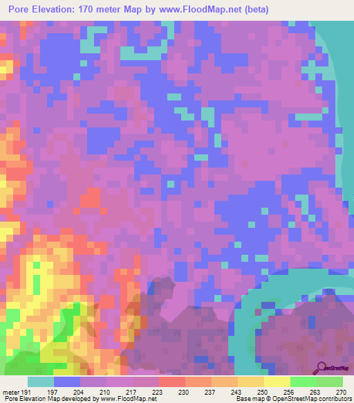 Pore,Colombia Elevation Map