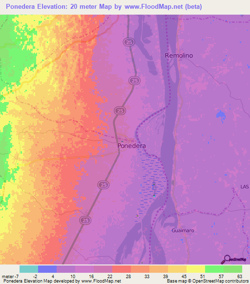 Ponedera,Colombia Elevation Map