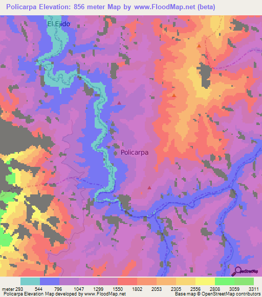 Policarpa,Colombia Elevation Map