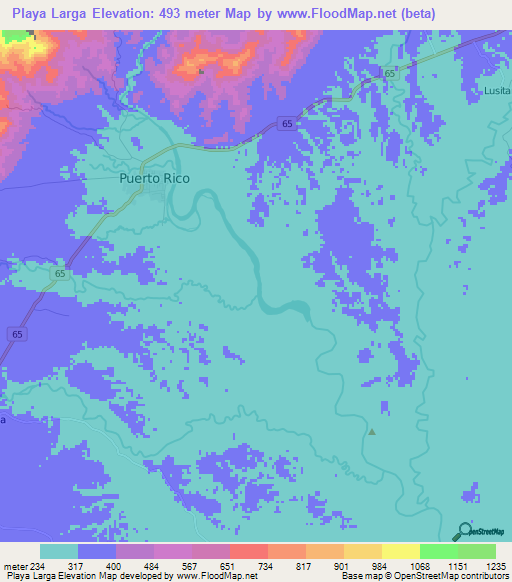 Playa Larga,Colombia Elevation Map