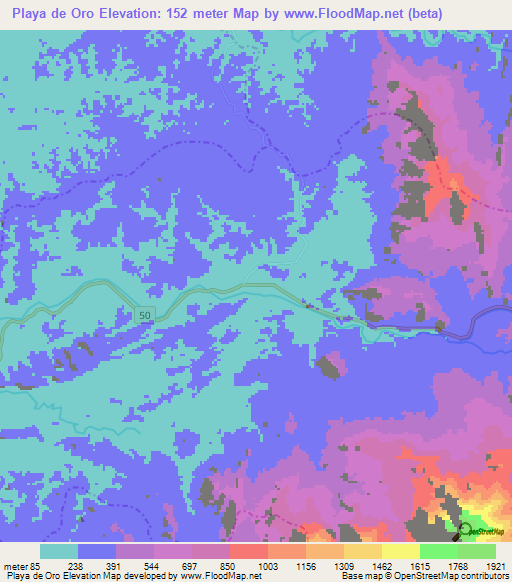 Playa de Oro,Colombia Elevation Map