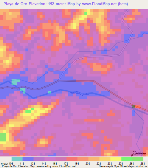 Playa de Oro,Colombia Elevation Map