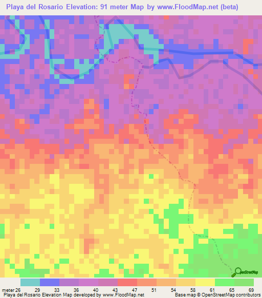 Playa del Rosario,Colombia Elevation Map