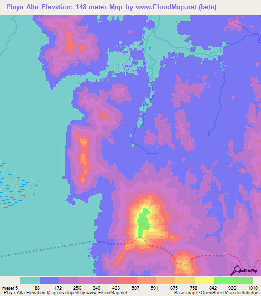 Playa Alta,Colombia Elevation Map