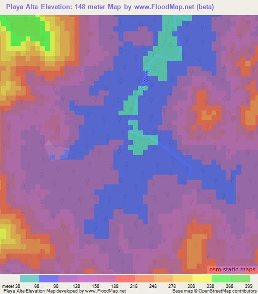 Playa Alta,Colombia Elevation Map