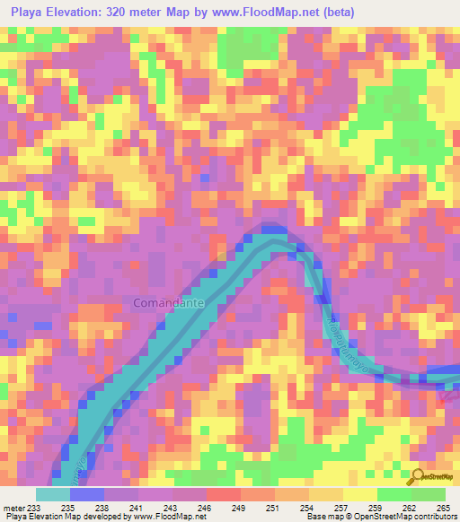 Playa,Colombia Elevation Map