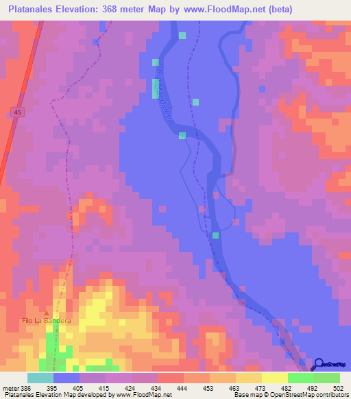 Platanales,Colombia Elevation Map