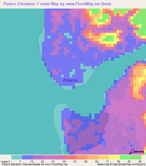 Pizarro,Colombia Elevation Map