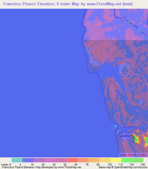 Francisco Pizarro,Colombia Elevation Map