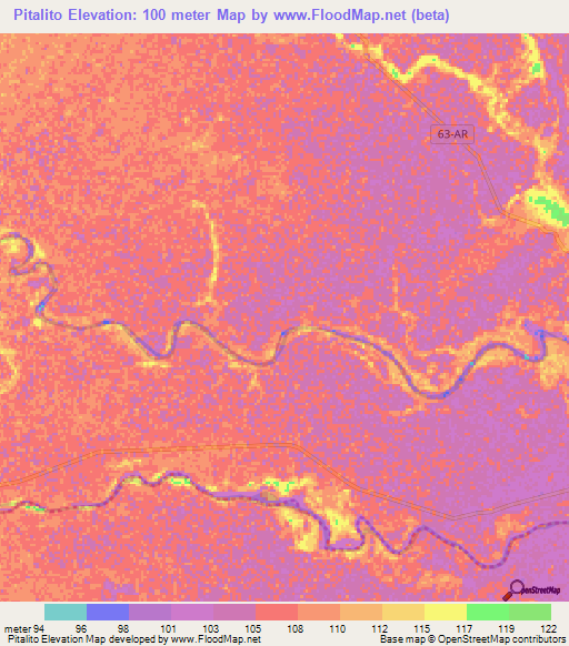 Pitalito,Colombia Elevation Map