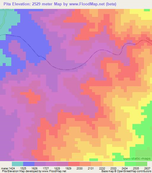 Pita,Colombia Elevation Map