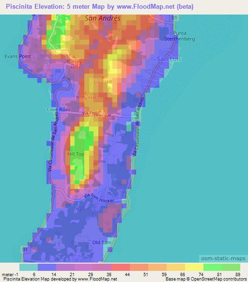 Piscinita,Colombia Elevation Map