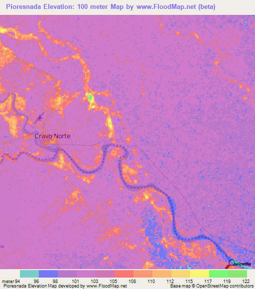 Pioresnada,Colombia Elevation Map