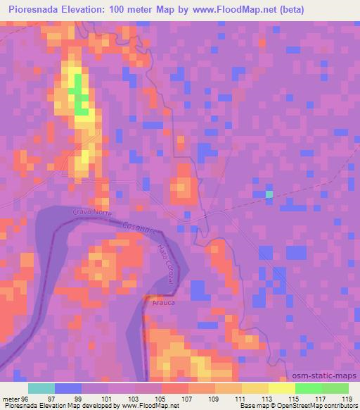 Pioresnada,Colombia Elevation Map