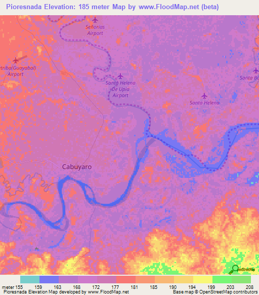 Pioresnada,Colombia Elevation Map